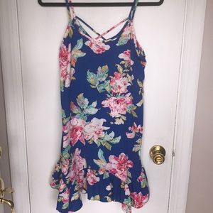 Aqua tropical florals dress